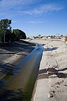 溪流,长,洪水,防护,水道,设计,立方体,脚,频率,风暴,城市,洛杉矶,加利福尼亚,美国