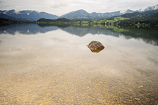 静水,表面,湖,宁和,早晨,长时间曝光,萨尔茨卡莫古特,奥地利