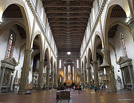 室内,圣芳济修会,教堂,佛罗伦萨,托斯卡纳,意大利,欧洲