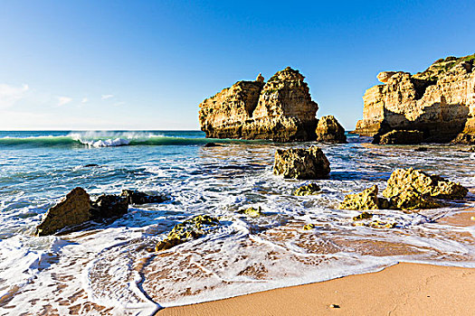 石头,海浪,阿尔布斐拉,阿尔加维,葡萄牙
