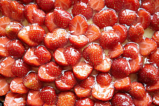 特写,糖浆,草莓,草莓糕点