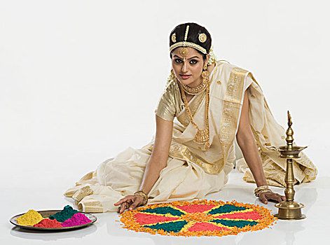 印第安女人,传统服装,制作,节日