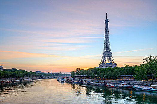 埃菲尔铁塔,日出,巴黎,法兰西岛,法国