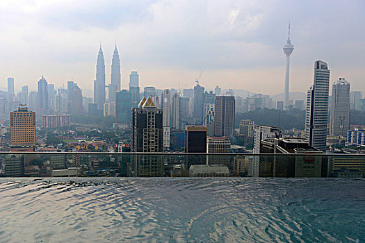 东南亚,马来西亚,吉隆坡,金融中心,双子塔,游泳池,前景