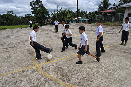 哥斯达黎加,靠近,阿雷纳尔,旧金山,学校,男学生,玩,足球
