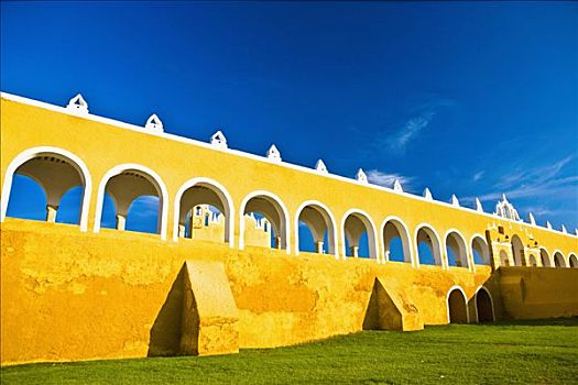 院落,教堂,依沙玛尔,尤卡坦半岛,墨西哥