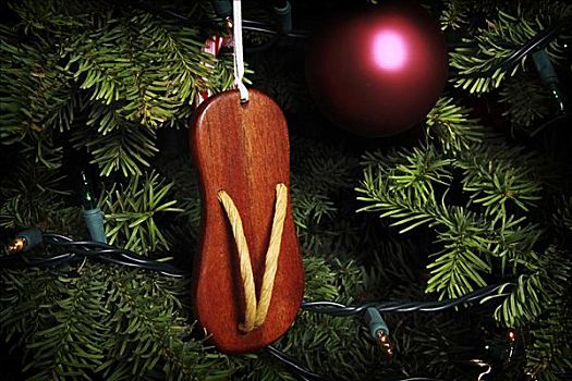 圣诞节,场景,夏威夷,拖鞋,圣诞树饰,悬挂