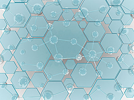 六边形,玻璃,银,分子,科学,科技,留白