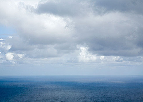 云,上方,平静,蓝色,海洋,水