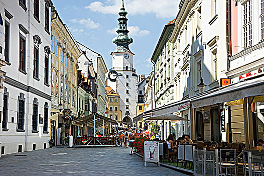 路边咖啡馆,大门,老城,布拉迪斯拉瓦,斯洛伐克