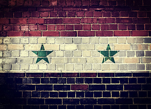 低劣,叙利亚,旗帜,砖墙