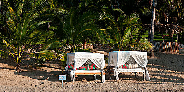 篷子,床,海滩,墨西哥