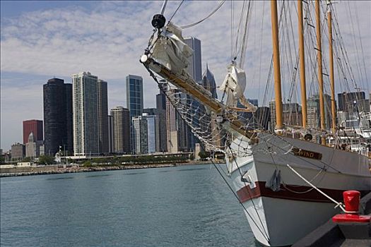 游艇,停泊,港口,海军码头,芝加哥,伊利诺斯,美国