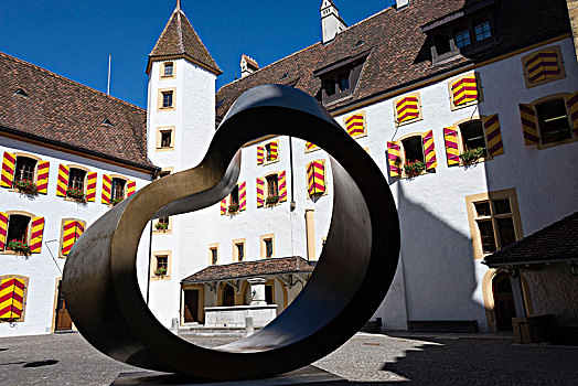 雕塑,正面,纳沙泰尔,城堡,西部,瑞士