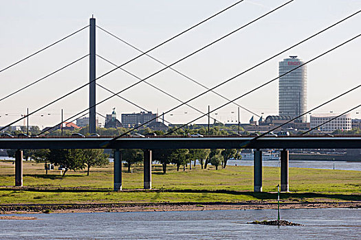 吊桥,塔,背景,杜塞尔多夫,德国