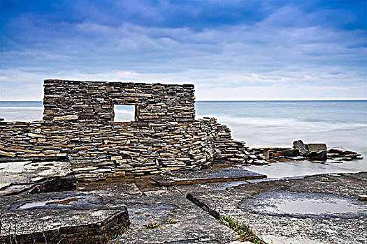 一堆,墙壁,石头,窗户,布鲁斯半岛,乔治亚湾,安大略省,加拿大