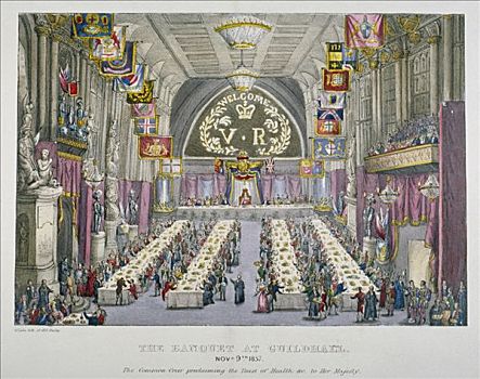 酒席,市政厅,荣耀,维多利亚皇后,伦敦