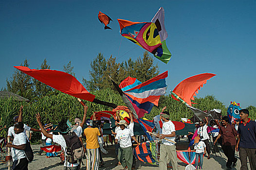 开幕典礼,风筝,节日,2008年,岛屿,市场,孟加拉,二月