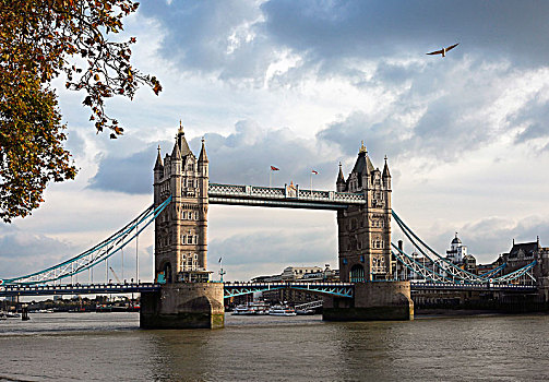 塔桥,秋天,伦敦,英格兰,英国,欧洲