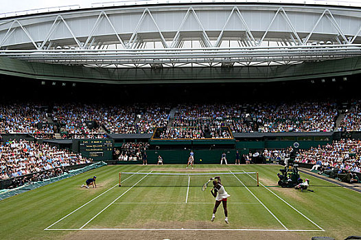 英格兰,伦敦,温布尔登,动作,女性,一个,中心,球场,网球,冠军