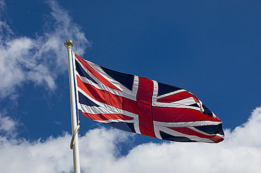 英格兰,联合,旗帜,旗杆,摆动,微风,蓝天