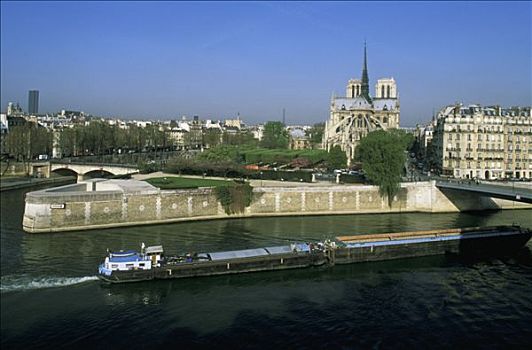 巴黎,驳船,塞纳河,广场,纪念,集中营,背景