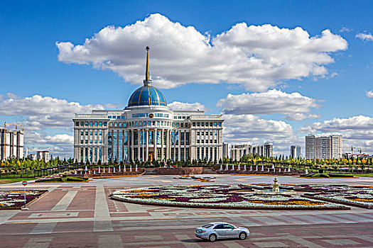 哈萨克斯坦,阿斯塔纳,城市,新,行政,道路,宫殿