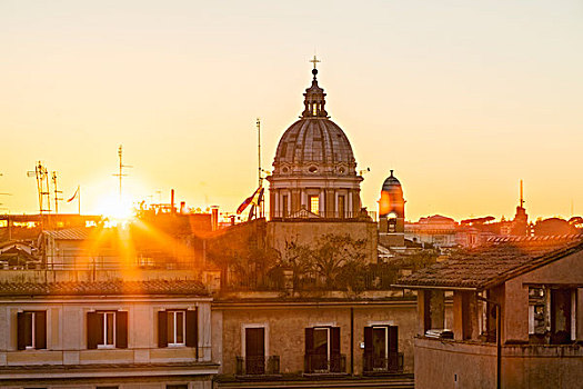 罗马,天际线,日落