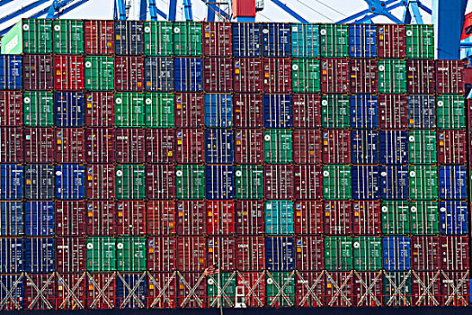货箱,集装箱船,集装箱码头,德国,欧洲