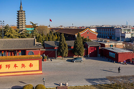 石家庄市正定县,临济寺航拍画面