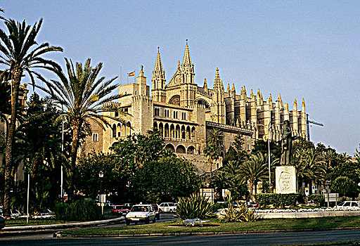 马略卡岛,帕尔玛,阿穆戴纳宫,大教堂,广场,前景
