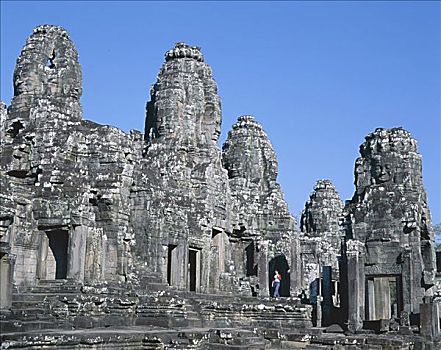 庙宇,塔,巴雍寺,吴哥窟,收获,柬埔寨
