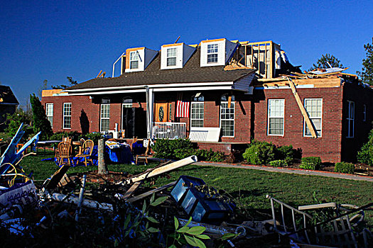 房子,损坏,龙卷风,阿拉巴马,美国