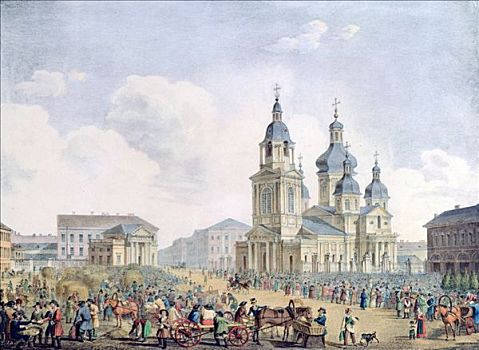俄罗斯人,城市,19世纪,艺术家,未知