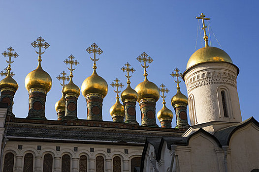 俄罗斯,莫斯科,室内,克里姆林宫,大教堂广场,屋顶,建筑