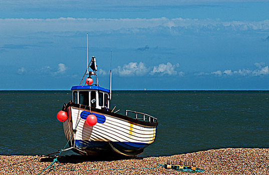 英格兰,肯特郡,渔船,搁浅