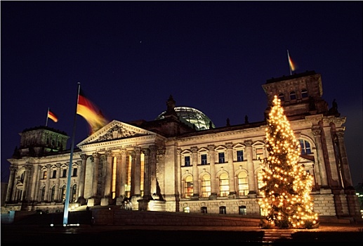 德国国会大厦,夜晚