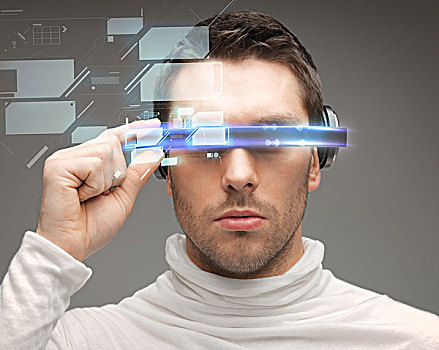 未来,科技,人,概念,男人,眼镜
