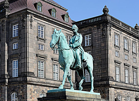 城堡,骑马,雕塑,国王,座椅,丹麦,议会,哥本哈根,斯堪的纳维亚,北欧,欧洲