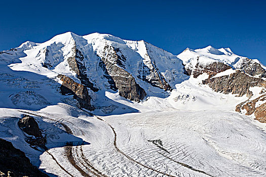 冰河,正面,右边,山,瑞士,欧洲
