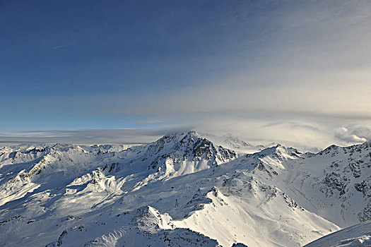 山,雪,清新,日落,滑雪胜地,法国