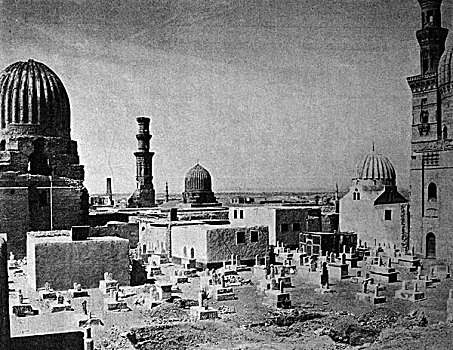 一个,墓地,历史,照片,开罗,埃及,非洲