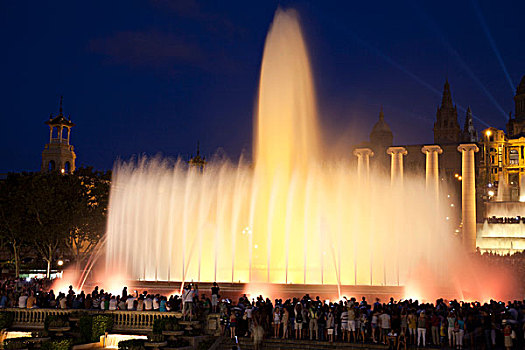魔幻,喷泉,喷水池,加泰罗尼亚,国家,美术馆,巴塞罗那,西班牙,欧洲