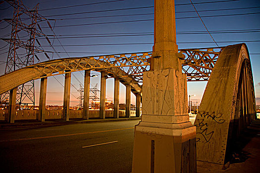 立交桥,上方,洛杉矶,河,洛杉矶市区,加利福尼亚,美国