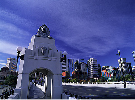 城市天际线,中心街大桥,卡尔加里,艾伯塔省,加拿大