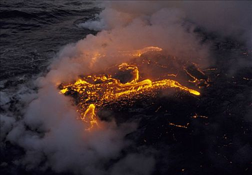 火山,航拍,喷发