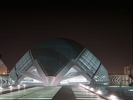 艺术和科学之城,夜景,电影院,入口,夜晚