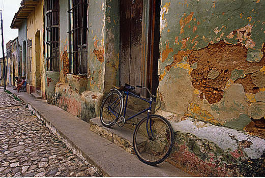 自行车,靠墙,哈瓦那,古巴