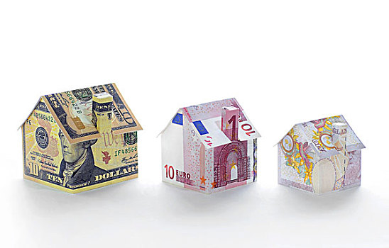 模型,房子,折叠,不同,货币