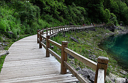 四川九寨沟的栈道